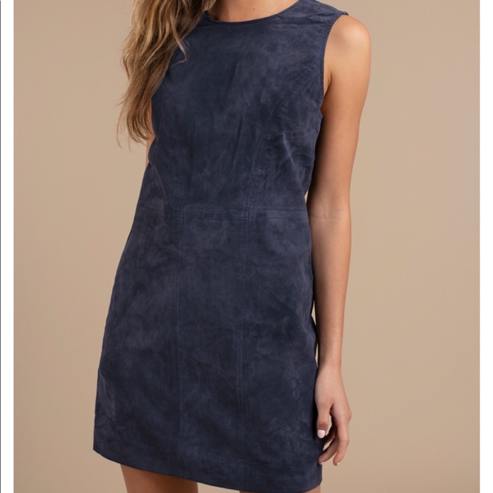 Shifting Sides Navy Suede Shift Dress